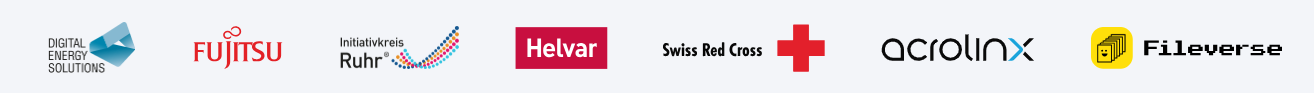 Row 1 - Digital Energy Solutions, Fujitsu, Initiativkreis Ruhr, Helvar, Swiss Red Cross, Qcrolinx